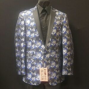 MEN'S MANZINI ROYAL-BLACK-SILVER PAISLEY PRINT